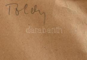 Toldy Mária (1939-): Téli társaság. Olaj, fa, jelzés nélkül, hátoldalán feliratozott. Dekoratív fa k...