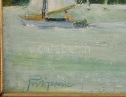 Olvashatatlan jelzéssel: Vitorlások (Balaton?). Olaj, fa. Dekoratív fa keretben, 13×18 cm