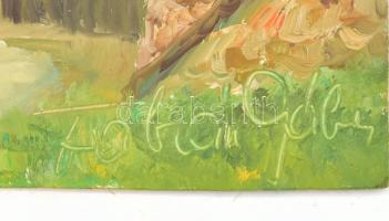 Olvashatatlan jelzéssel: Városrészlet. Olaj, farost. 30×22 cm