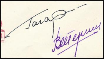 Jurij Alekszejevics Gagarin (1934-1968) és Valentyina Tyereskova (1937- ) szovjet űrhajósok aláírása...