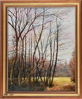 Orvos András (1939- ): Erdő. Olaj, farost, jelzett. Üvegezett fa keretben, 60×50 cm