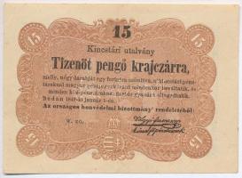 1849. 15kr "Kossuth bankó" T:II- szép papír