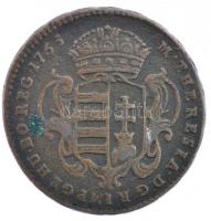 1765. Rézdénár Mária Terézia / zárt korona T:2,2- patina Huszár: 1756., Unger III.: 1278.