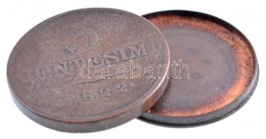 Olasz Államok / Lombardia-Velence 1822M 5c Cu, szétszedhető kémpénz (3,64g) T:2- Italian States / Lo...