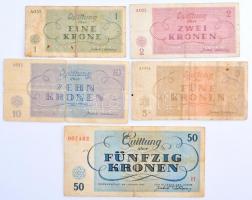 Német Harmadik Birodalom / Cseh-Morva Protektorátus / Theresienstadt gettó 1943. január 1. 1K + 2K +...