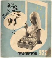 1962 Terta 922 szalagos magnó használati utasítása, foltos.
