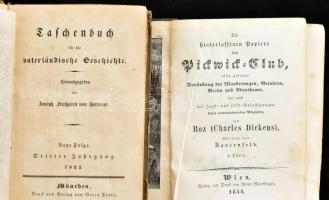2 db - Taschenbuch für die vaterländische Geschichte. München, Georg Franz + Die hinterlassenen Papiere des Pickwick Club. 3. Theil. Kötetenként változó kötésben és állapotban.