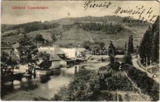 1913 Topánfalva, Topersdorf, Campeni; látkép. Csiky Testvérek kiadása / Cataracta din Vidra de jos / general view, riverside (EM)