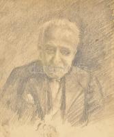 Spányik Kornél (1858-1943): Önarckép, 1935. Szén, papír, jelzett, papíron apró foltok. Üvegezett, sé...