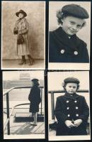 cca 1915-1980 Kalapos hölgyek, 10 db régi és modern fotó, fotólap, közte feliratozottak, 14x9 cm körüli méretben