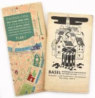 cca 1960 Bécs és Bázel térképe, 2 db