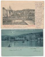 Fiume, Rijeka; 2 db régi hosszú címzéses képeslap / 2 pre-1904 postcards