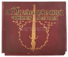 cca 1918 A világháború képes albuma. Az Érdekes Újság háborús képeiből (kb. 60 db képpel). Heliogravűr, papír. Lapméret: 35x28 cm. Eredeti, aranyozott, egészvászon kötésű albumban, kissé kopott borítóval, lapok egy része helyenként kissé foltos./  Military pictures from World War I. The albume is a bit worn.