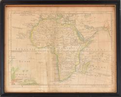 cca 1750-1780 Afrika térképe. Részmetszet, papír, határszínezett. Daniel Pomarede metszése, jelzett a metszeten. 18x24 cm. Kissé foltos. Kisebb sérülésekkel. Üvegezett fakeretben. / Map of Africa, copper engraving, a bit spotty, with minor damages. Framed. 18x24 cm