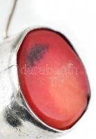 Ezüst(Ag) fülbevalópár korallal, jelzett, h: 1,5 cm, bruttó: 9,4 g