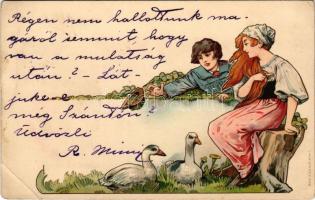 1901 Art Nouveau art postcard. Back & Schmitt litho (EB)