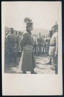 1917 Bereck, IV. Károly (1887-1922) császár és király csapatszemlét tart a fronton, fotólap, 14x9 cm