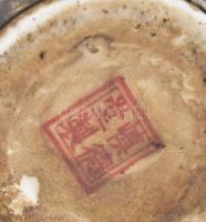 Ópiumpipa. kínai jelzett porcelán, fém szerelékkel. Kézzel festett, m: 11-17 cm / Chinese porcelain ...