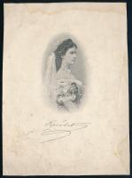 Erzsébet királyné Sisi (1837-1898) portréja, nyomat, foltos, gyűrődésnyomokkal, 16x11 cm