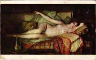 Femme couchée / Woman lying down Erotic nude lady art postcard. Salon de Paris 5338. s: M. Fronti