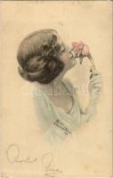 1916 Lady art postcard. Published by the Schlesinger Bros. (kis szakadás / small tear)