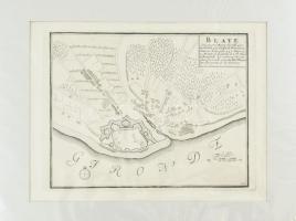 cca 1750 Blaye erőd. Rézmetszet, papír. Paszpartuban. 19,5x27 cm / Blaye fortress, engraving, in passepartout