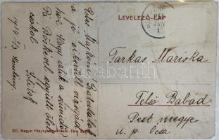 1914 Kiskereskény, Malé Krskany (Kereskény); kastély, tyúkokat etető hölgy / castle, lady feeding th...