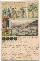 1899 (Vorläufer) Chur, Coire; Grisons, Souvenir Cacao Suchard. Art Nouveau, floral litho (Rb)