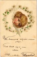 1899 (Vorläufer) Greeting art postcard with angel head. litho (fl)