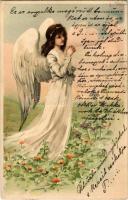 1901 Greeting art postcard with angel. litho (EK)