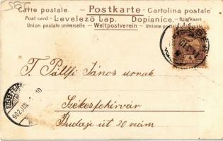 1902 Boldog Újévet! / New Year greeting art postcard with angel. litho