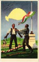 Magyar öröm, magyar bánat. Kiadja az Ereklyés Országzászló Nagybizottsága / Hungarian irredenta propaganda art postcard, Treaty of Trianon