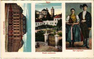 Eger, Igazságügyi palota, Érseki rezidencia, Egri jegyespár - képeslapfüzetből / from postcard booklet (EK)