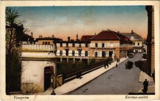 1939 Veszprém, Hotel Korona szálloda, üzlet, automobil (EK)