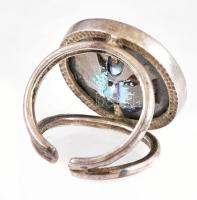 Ezüst (Ag) kristállyal foglalt gyűrű, jelzett, m:állítható, bruttó:12g