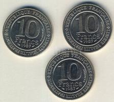 Franciaország 1987. 10Fr "Millenium-Capet Hugó király" (3x) T:2