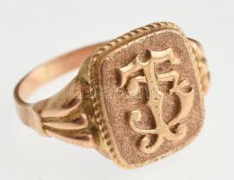Arany (Au) monogrammal díszített férfi pecsét gyűrű, jelzett, m:65, bruttó:10g