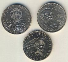 Franciaország 1983-88. 10Fr 3klf db "Montgolfier-léghajó, Francois Rude, Roland Garros" T:...