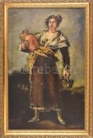 Wágner jelzéssel - Francisco de Goya y Lucientes (1746 - 1828) után: A korsós lány. Olaj, karton, dekoratív fakeretben. 50x31cm
