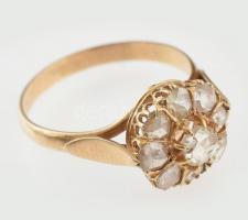 Arany (Au/14k) régi csiszolású gyémánttal ékített gyűrű, cca. 0,8ct, jelzés nélkül, m: 54, bruttó: 2,6g , certifikáttal