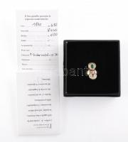 Arany (Au/18k) Női koktél gyűrű, smaragddal, rubinnal és 21 db brilliáns csiszolású gyémántal (0,3ct...