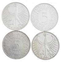 NSZK 1972. 5M Ag (4xklf) D-F-G-J T:2 patina, ph, karc
FRG 1972. 5 Mark Ag (4xdiff) D-F-G-J C:XF pat...