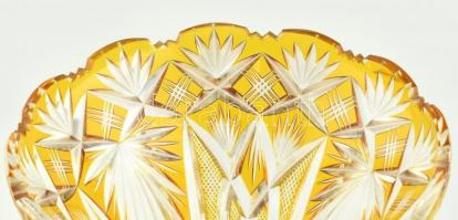 Borostyán színű ólomkristály váza, hibátlan, m:28cm