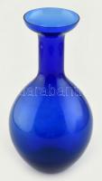 Kék üveg váza, kopásnyomokkal, m:31cm