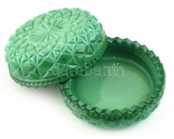 Cseh malachit üveg bonbonnier, hibátlan, jelzés nélkül, d:10cm