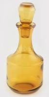 Borostyán sárga palack dugóval, kopott, m:18cm