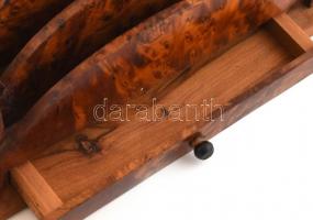 Boríték tartó, diógyökér furnér, kopott, 30x10x17cm