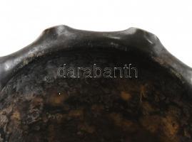 Angol ezüstözött alpakka kaspó, kopott, jelzett, m:15cm, belül vízköves, rozsdafoltos