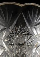 Ezüst (Ag) talpó kristály váza, csorbákkal, jelzett, m:29cm