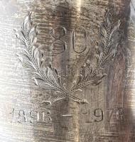 Ezüst (Ag) csengő vésetekkel, jelzett, kopott, m:15cm, nettó:155g